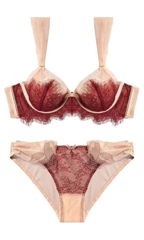 VANILLA ROUGE CHIFFON LINGERIE SET 10B/C
