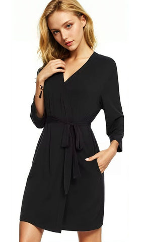 BLACK BAMBOO SHORT ROBE