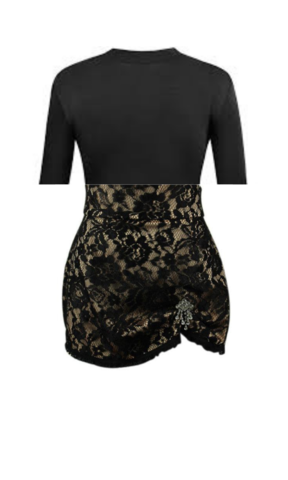 Burlesque Jools Couture Vintage Black Rose Lace Mini
